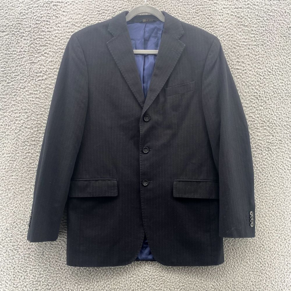 Banana Republic Blazer Mens 38R Black Pinstripe‎ Modern Corpcore Office Academia